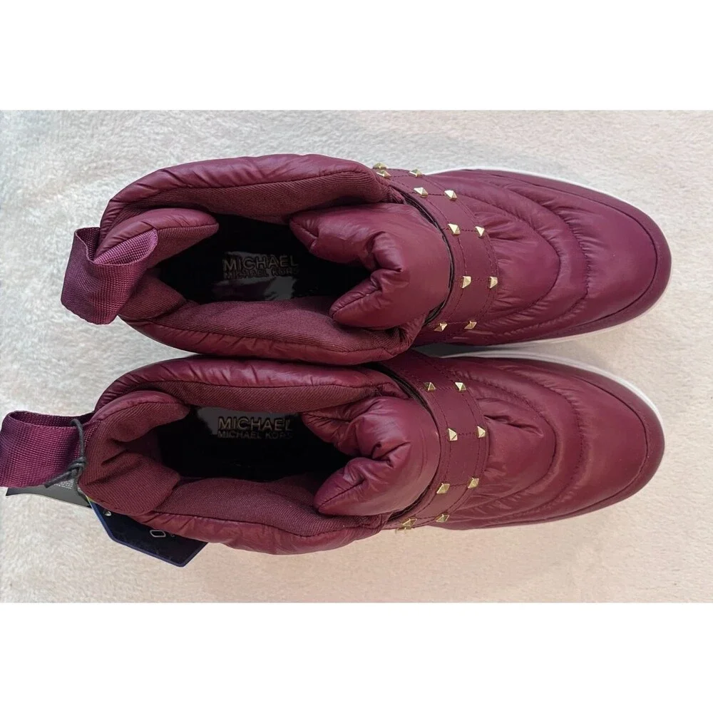 Michael Kors NEW Size 10 Puffer High‑Top Sneakers Bootie Women’s Dark Berry - Picture 8 of 15
